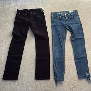 Rag & Bone Women’s Size 26 Bluejeans + seven for all mankind black cords